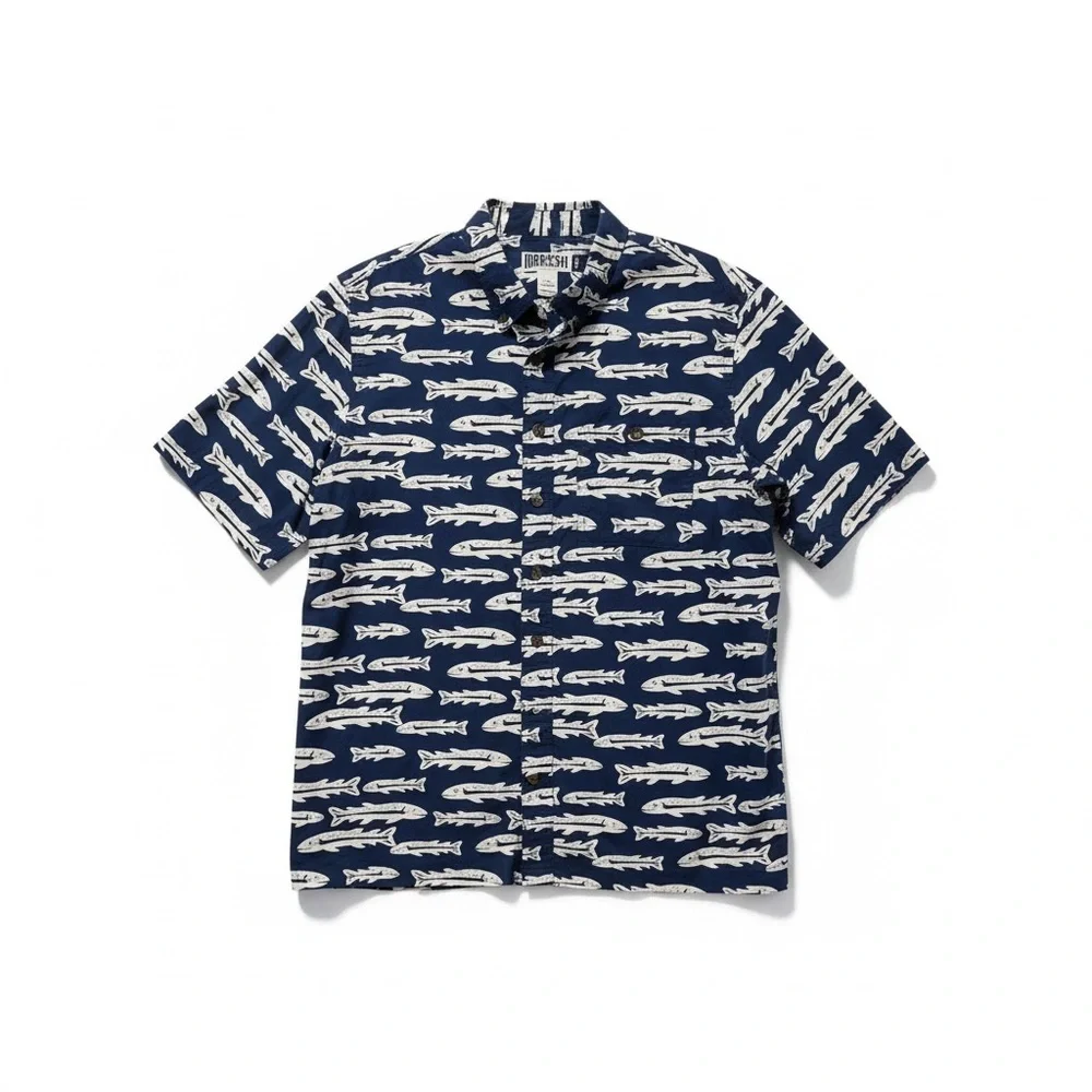 Duluth Trading Co Blue Standard Tall Untucked Length Cabana Shirt Men’s L